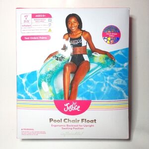 Justice Inflatable Pool Chair Float Drink Holders Blue Version - Ergonomic